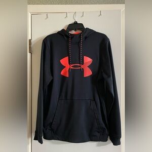 Under armor, loose, medium coldgear black and red pull over